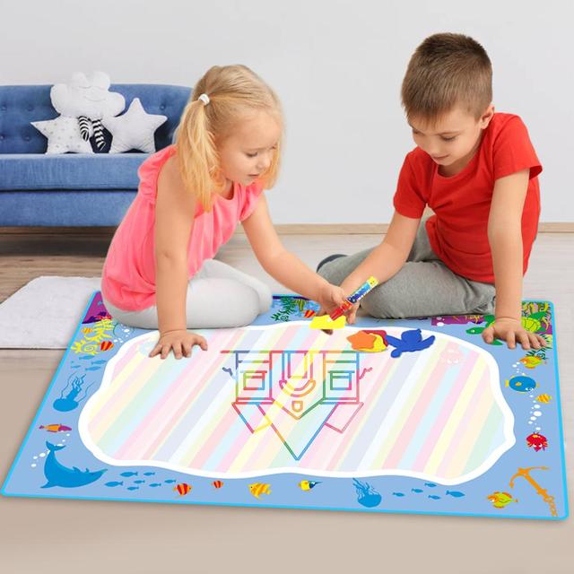 74X49CM Water Drawing Mat Rug with Magic Pen Doodle Board Carpet Painting  Educational Toys for Kids